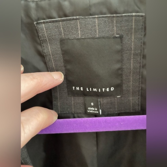 VINTAGE KNOT FRONT TIE The Limited Blazer Dark Grey & Beige Pinstripes Preppy - Picture 15 of 17